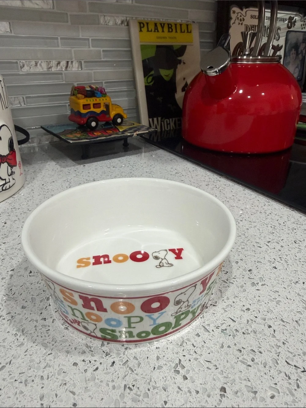 Peanuts Snoopy White/Red/Green Ceramic Pet Bowl